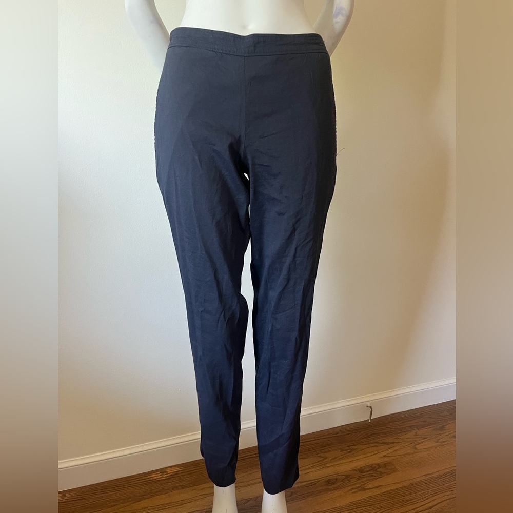Theory Linen and Viscose Blend Black Slim-Fit Women Pants